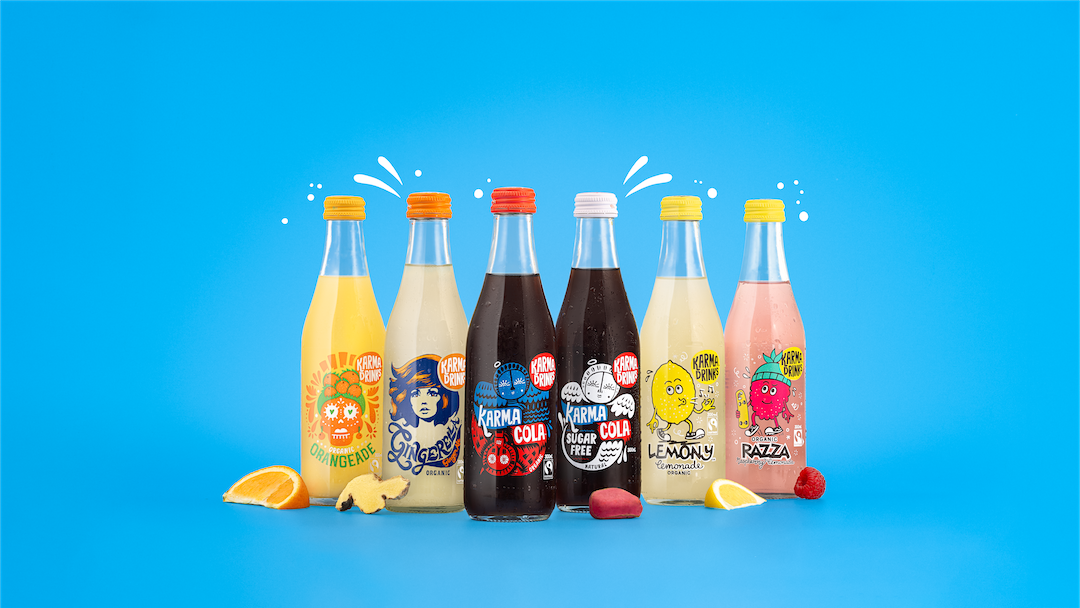 Photos of Karma Drinks' range of bottled drinks