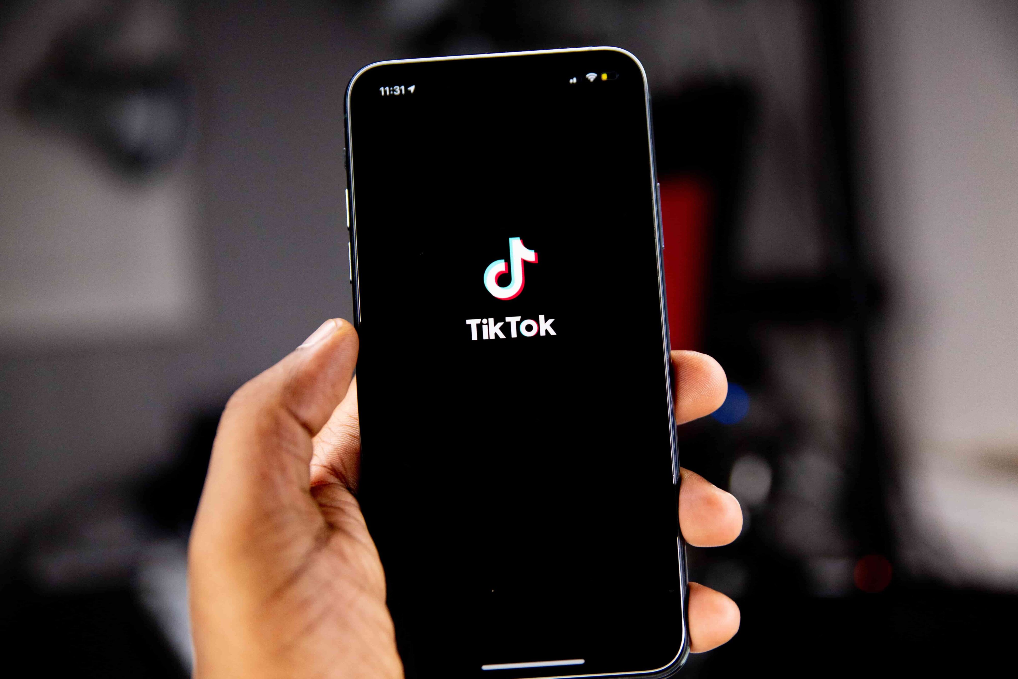A mobiñe phone displaying the TikTok logo